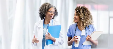 Two female doctors talking