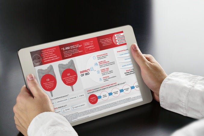 IBD educational content on tablet interface